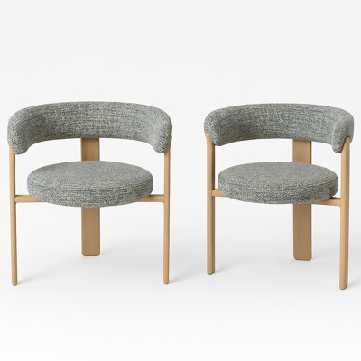 Chaises de salle à manger rembourrées à 3 pieds et structure en métal aspect bois 2 pièces
