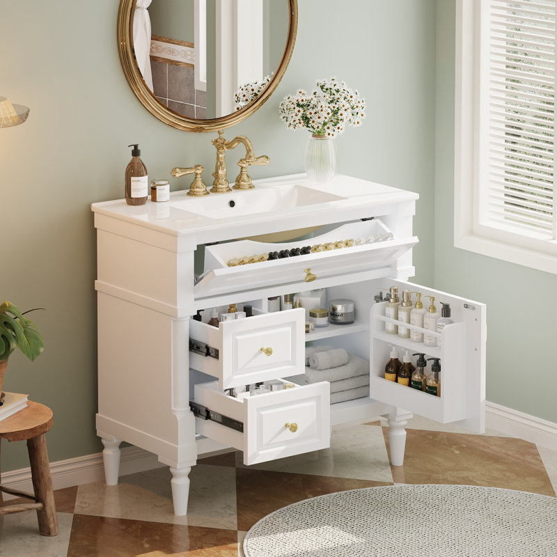 Meuble-lavabo 36 po avec lavabo, blanc, Blanc