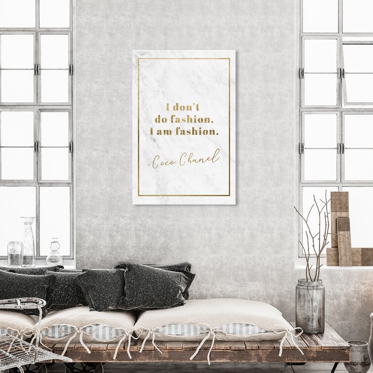 Typography and Quotes I Dont Do Fashion Gold Fashion Quotes and Sayings - Graphic Art on Canvas Etta Avenue Format: Wrapped Canvas, Size: 45 H x 30