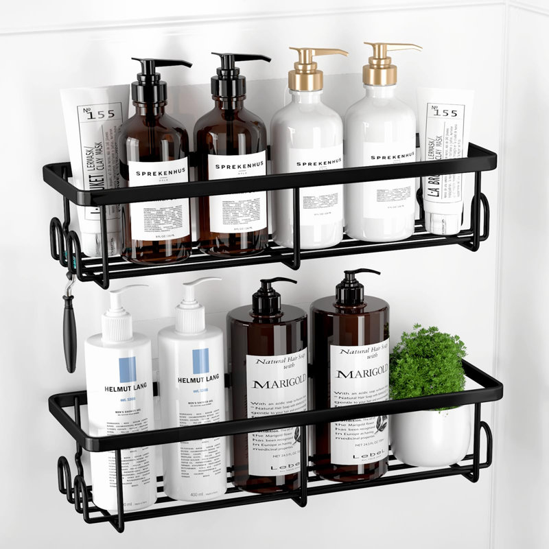 Adhesive Stainless Steel Shower Caddy, Black
