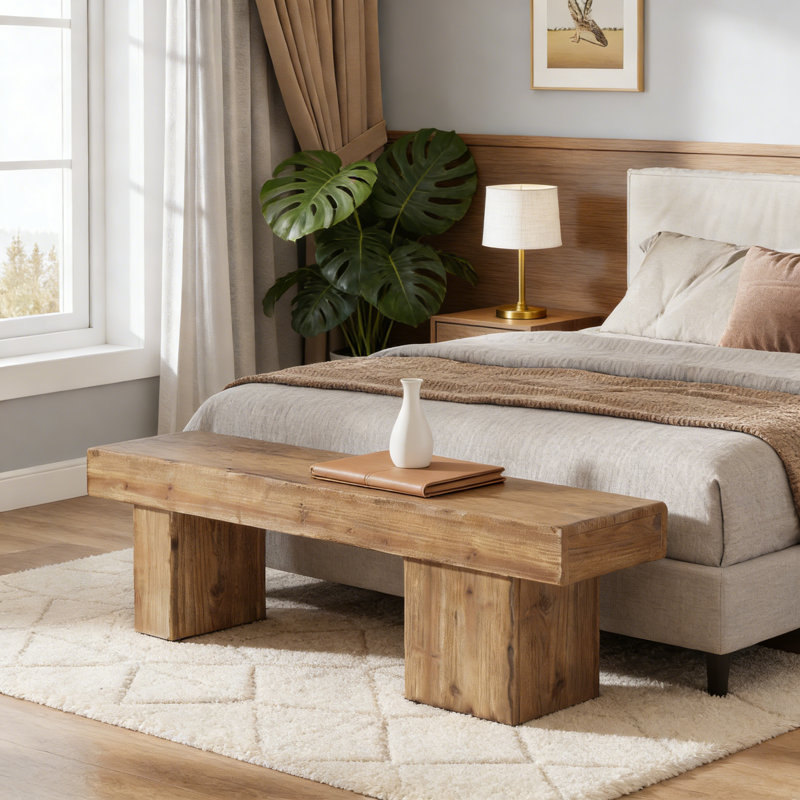 Banc en bois massif, banc de ferme 47 "avec pieds artistiques