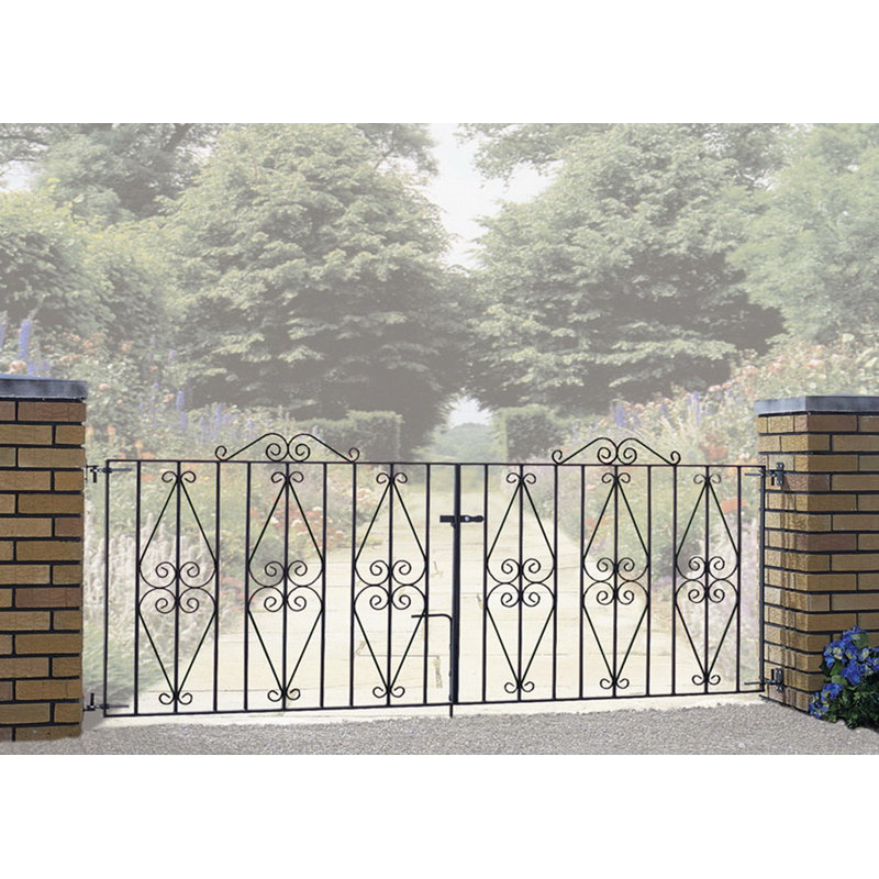Brizendine Scroll Metal Driveway Garden Gate, 335cm W X 91cm H