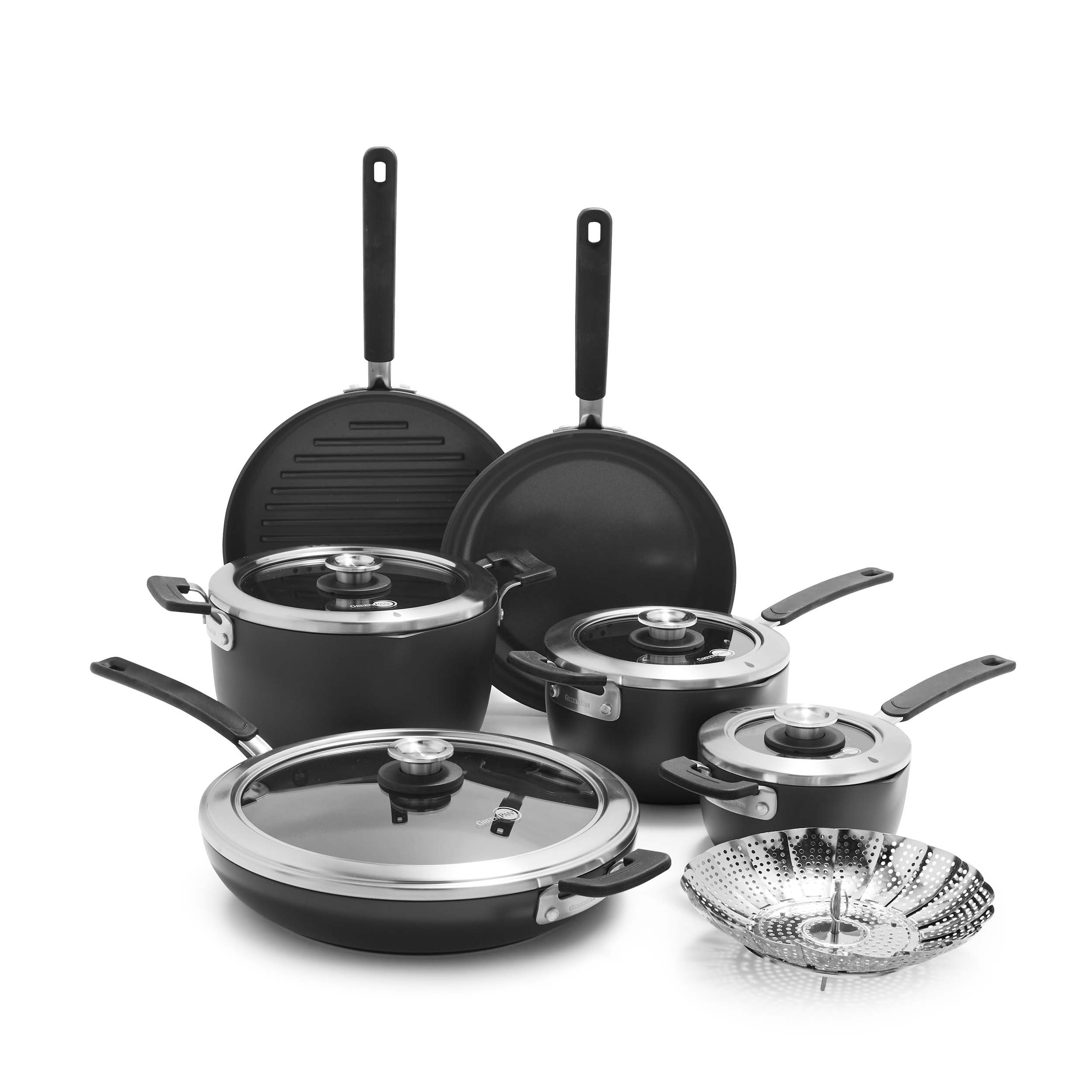 Levels Stainless Steel Stackable Ceramic Nonstick 6-Piece Cookware Set
