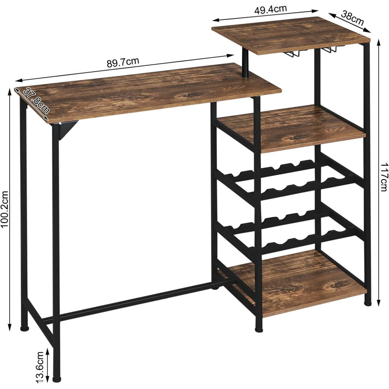 Acierno Metal Base Dining Table, Dark Brown