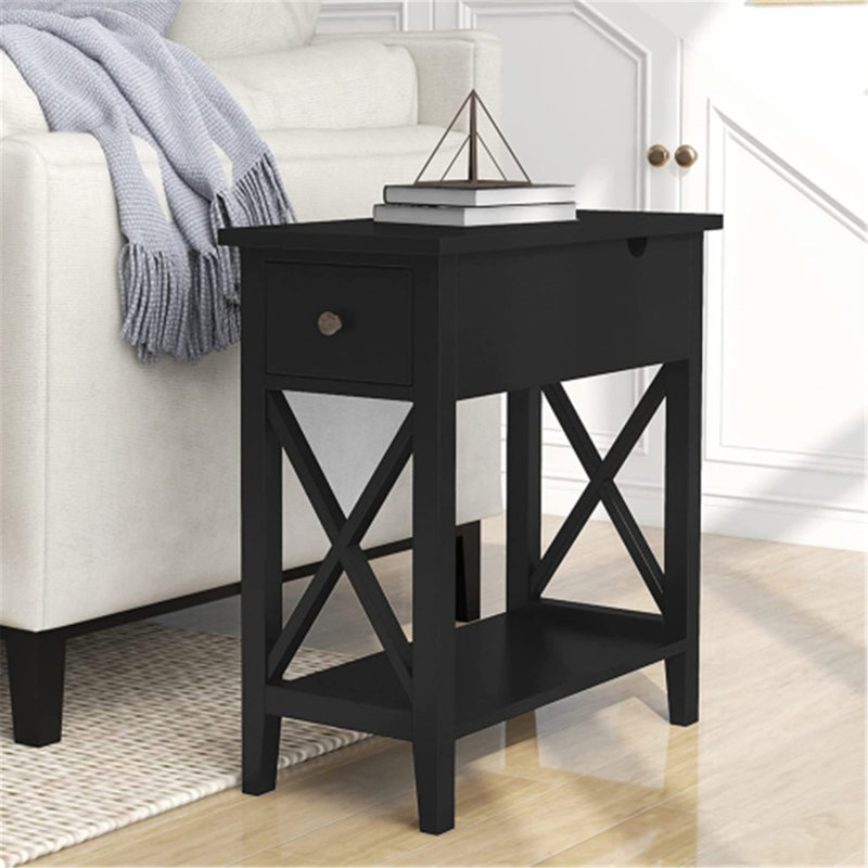 Table de bout à 2 tiroirs, table d'appoint étroite avec tiroir, table d'appoint pour le salon et la chambre à coucher