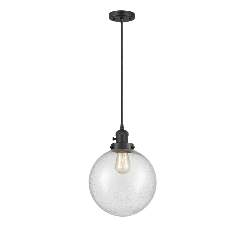 Luminaire suspendu sphère 1 lumière Lorri, H 13,63 po x l 10 po x P 10 po, DEL, Noir mat