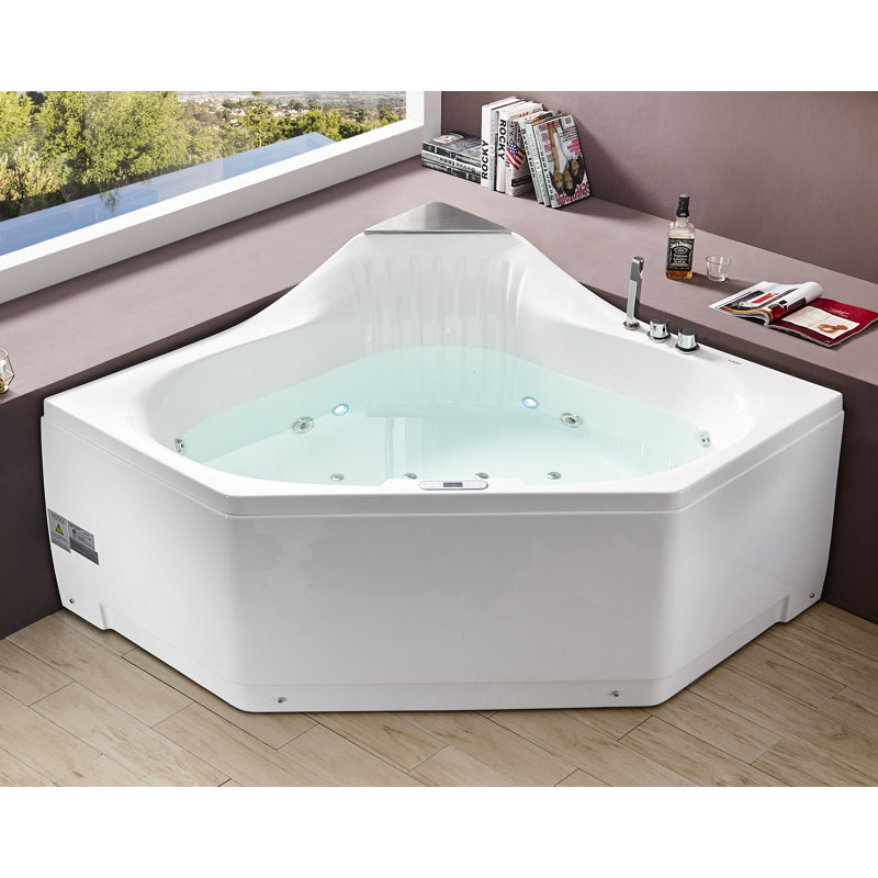 59 " L x 59 " W Corner and Mounting / Installation Required Whirlpool Acrylic Bathtub with Faucet