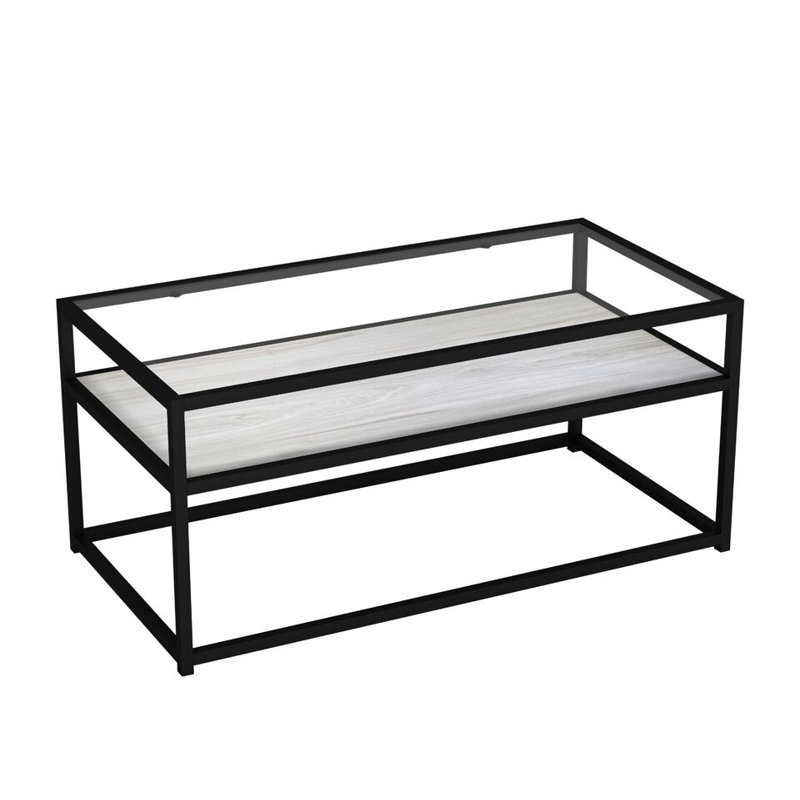 Adelei Solid Wood Four Leg Coffee Table, White Ash