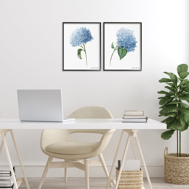 «In Bloom Hydrangeas», ensemble de 2 giclées encadrées, design par Danielle Murray, H 14 po x l 22 po