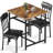 3-Piece Square Dining Table Set, Retro Farmhouse Style Small Kitchen Table And Chairs Set With MDF Table Top And Metal Frame, Space-Saving Bar Table Set For 2 With Wine Rack, For Small Space, Dining Room, Apartment-1363896037