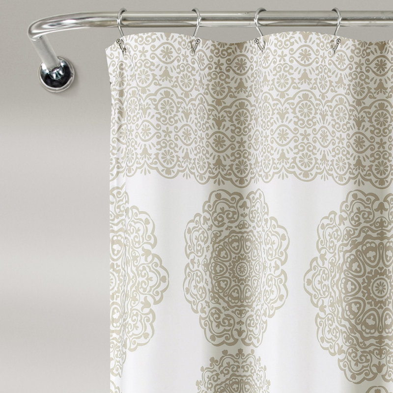 Rideau de douche simple rayé à motif géométrique, Neutre