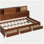 Canapé-lit en bois gris avec 3 tiroirs de rangement, tablette souple supérieure, tablettes et ensemble de prises et de ports USB-121069828