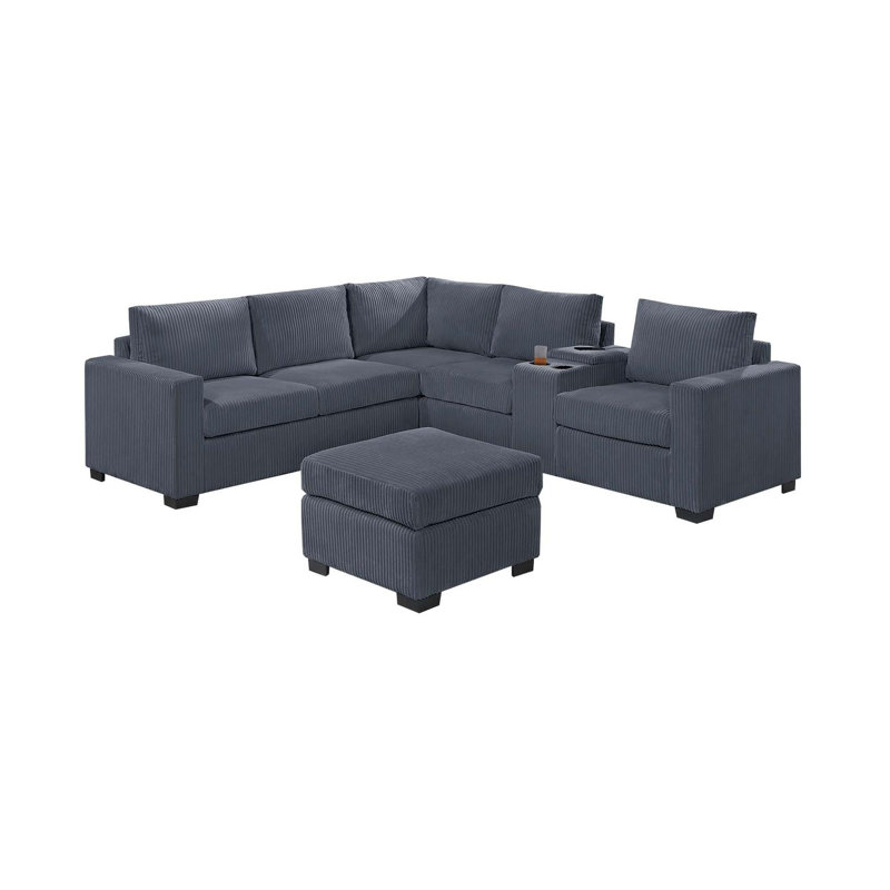 Sectional Sofa with Console Cup Holder