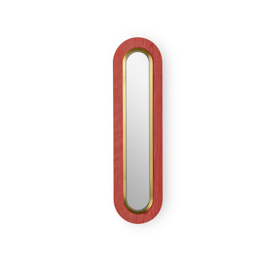Lens Super Oval Wall Light - DIM0-10V LED - Gold - Wood Veneer - Red Shade