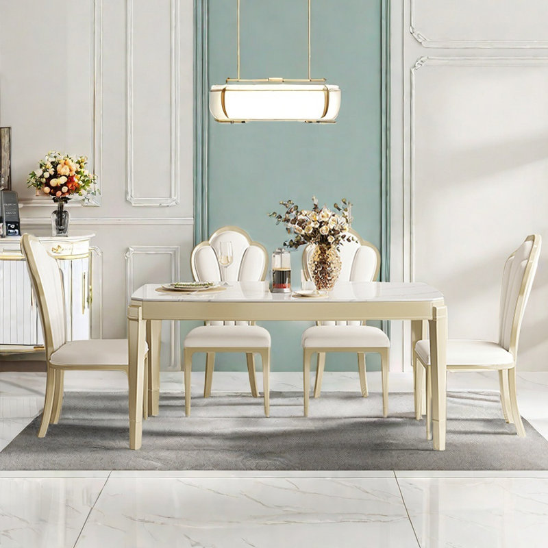 French style modern rectangular dining table sets, 31.1" H x 55.1" L x 31.5" W