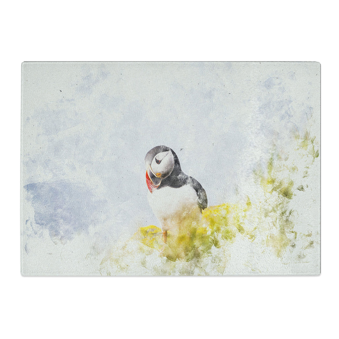 Tempered Glass Lone Atlantic Puffin Chopping Board