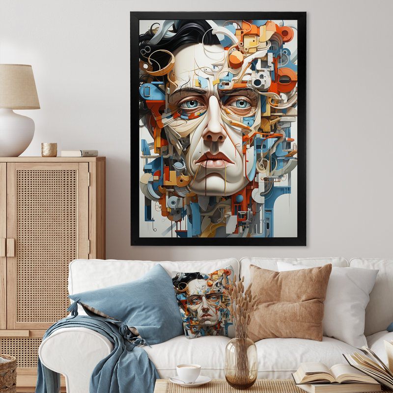 Ferruccio Surrealism Metamorphic Portrait II On Canvas Print, 32" H x 24" W x 1" D, Black Picture Framed
