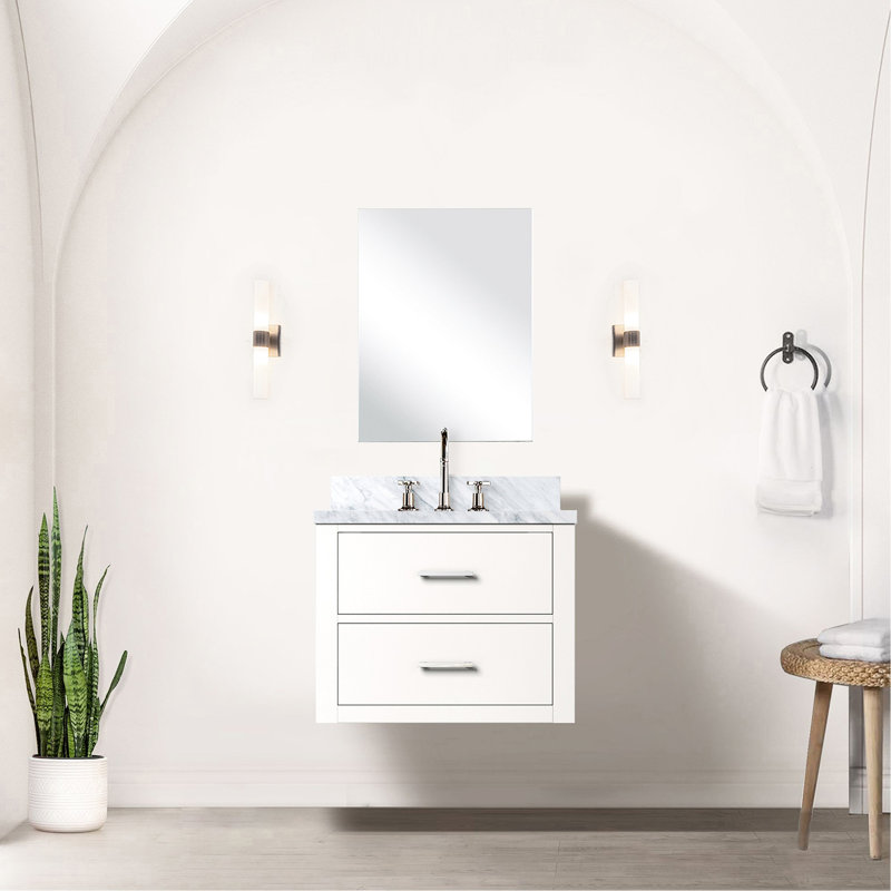 Meuble-lavabo en bois blanc, 24 po X P 18 po, comptoir en acrylique, robinet et meuble-lavabo à miroir, l 24 po x P 18 po, robinet, miroir, ensemble de pièces complet
