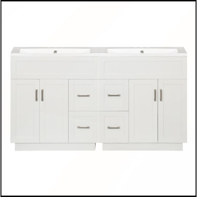 60-Inch Bathroom Vanity with Ample Storage, Dual Sinks, Soft-Close Drawers, and Adjustable Shelves for Modern Bathrooms