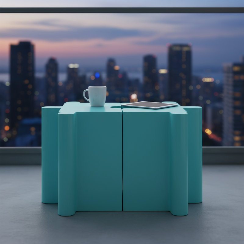 Table d'appoint casse-tête, idéale pour l'intérieur et l'extérieur, Bleu