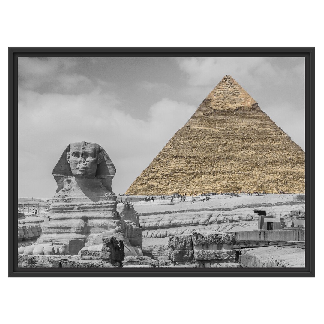 Gerahmtes Wandbild Sphinx vor Pyramide