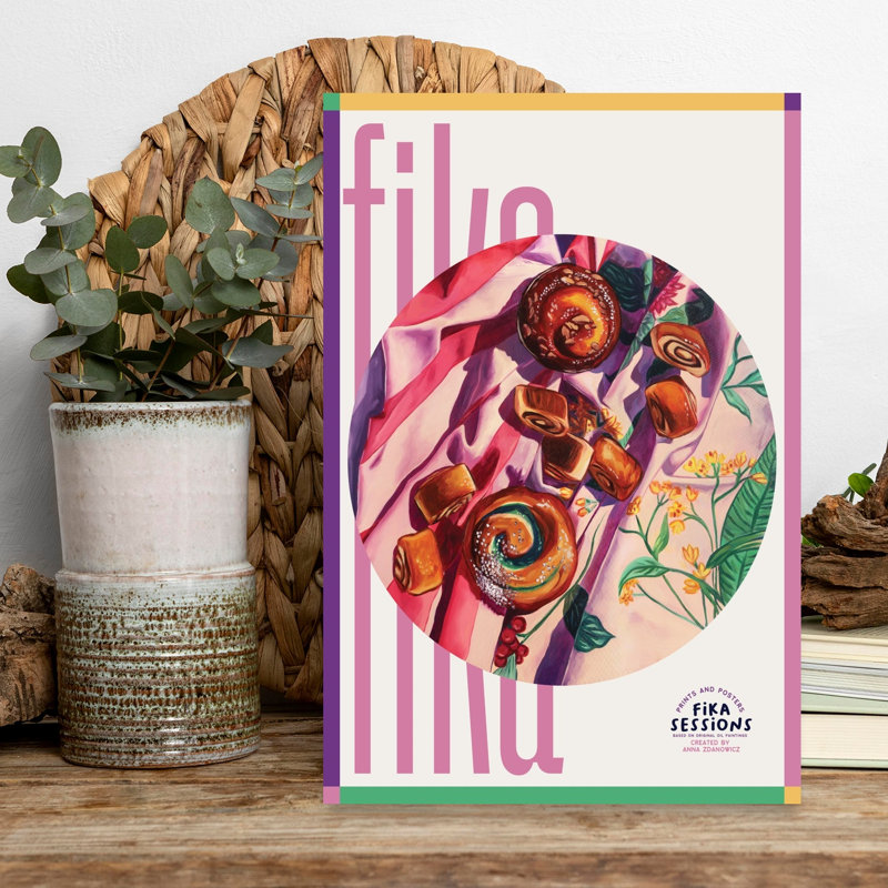 «Vibrant Morning Pastries Abstract Contemporary Rose Flower Landscape», art mural, H 18 po x l 12 po