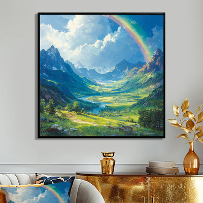 Graehl arc-en-ciel dans la vallée de la montagne I - art mural arc-en-ciel