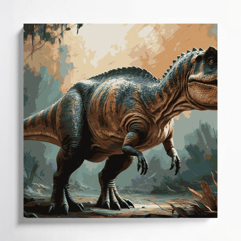 «Dinosaur Albertosaurus», art mural sur toile brune, H 16 po x l 16 po