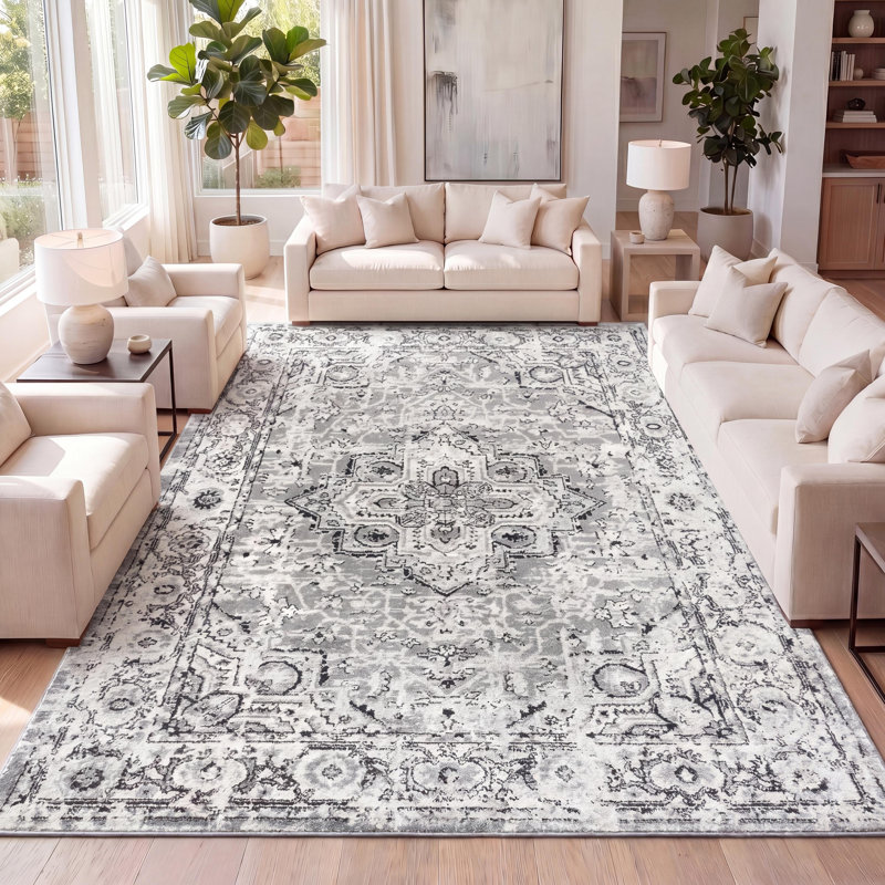 Tapis gris foncé Merza, Rectangle 7 pi 9 po x 10 pi