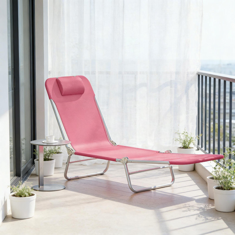 Fauteuil de bronzage confortable, méridienne pliante, Rose
