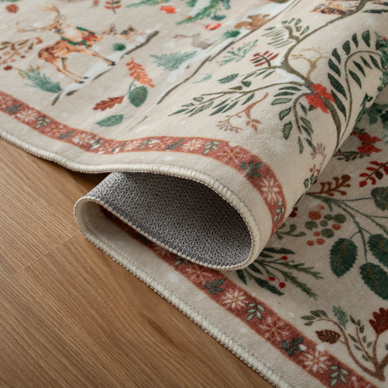  Tapis lavable de Noël, tapis de Noël modernes, confortables et antidérapants, Rectangle 5 pi x 7 pi