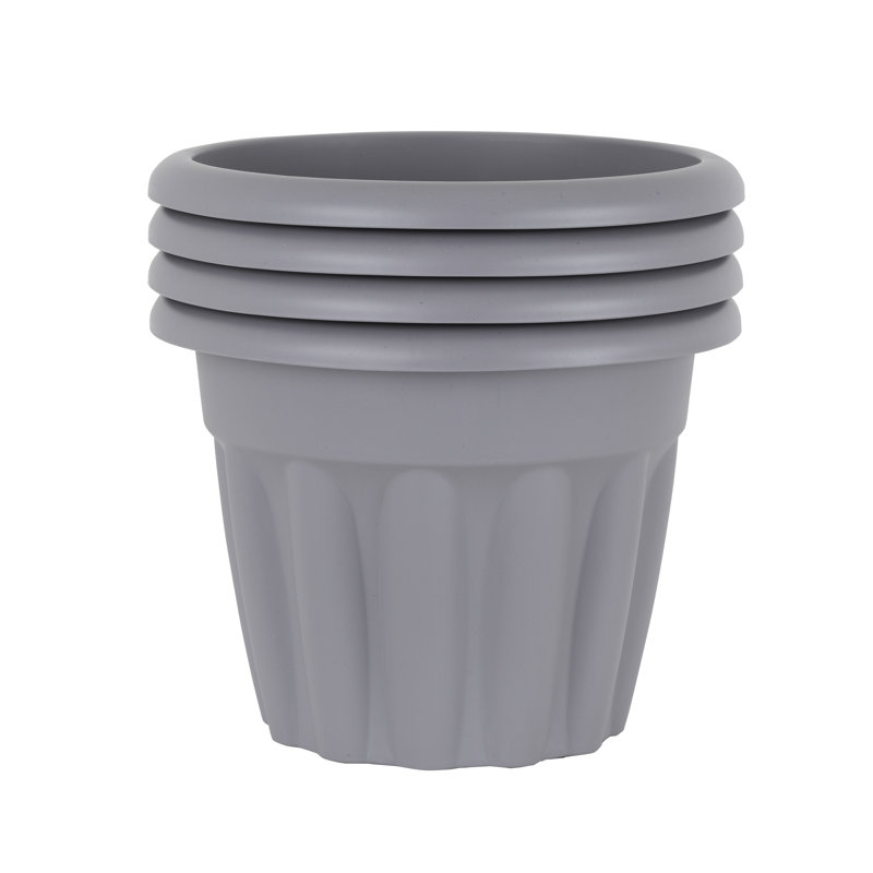 Wham Vista Round Planter Upcycle Grey, 25cm H x 33cm W x 33cm D
