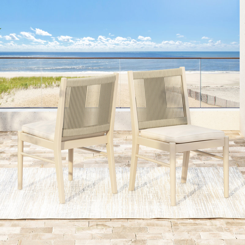 Chaise moderne en bois de 2, avec corde tendance pour les chaises de salle à manger d'intérieur, coussins A Pleasant Time
