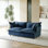 Canapé surdimensionné rembourré en chenille bleu marine 2 pièces