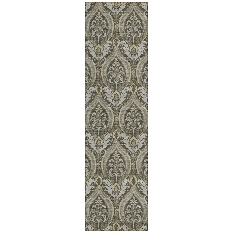 Tapis de couloir d'extérieur lavable taupe et beige HomeRoots 8 '