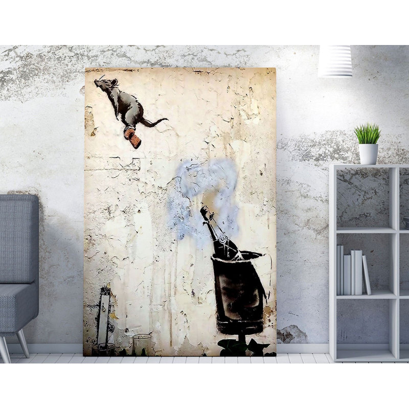 Superbe impression sur toile de Banksy, 27,6 x 39,4 pouces | 50% coton / 50% polyester, impression numérique de haute qualité | Cadre en bois de 0,8 po x 1,2 po | Parfait pour la décoration intérieure, les amateurs d'art et les cadeaux uniques