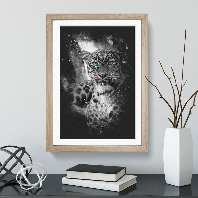 Bright Eyed Leopard - Framed Print, Oak Framed, 63cm H x 45cm W x 2cm D