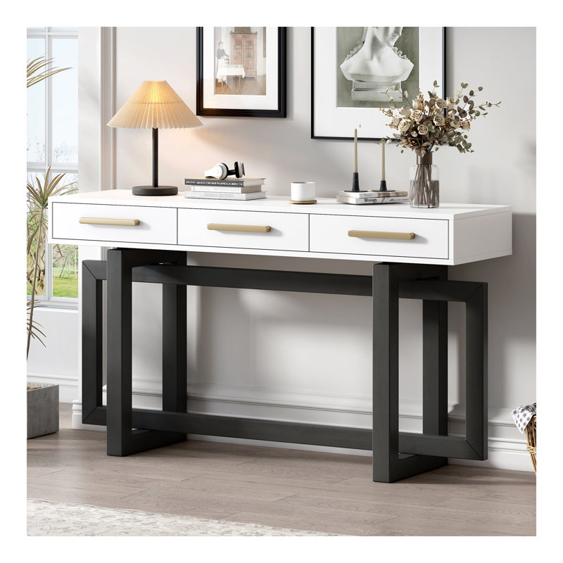 Console élégante avec trois tiroirs, table d'entrée très longue pour vestibule, couloir, salon, vestibule, couloir