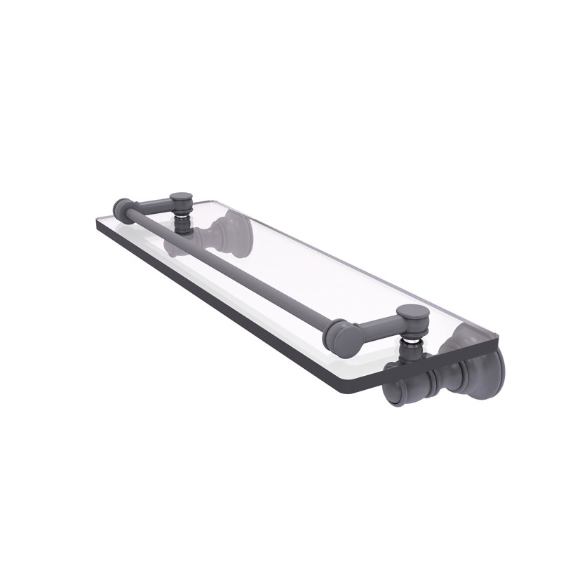 Tablette en verre Freyja, H 3,3 po x l 16 po x P 5,54 po, Gris mat