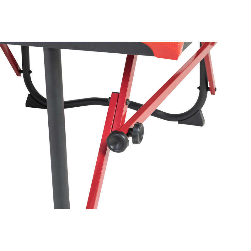Foldable Black and Red Engineered Wood Table Tennis Table with Net