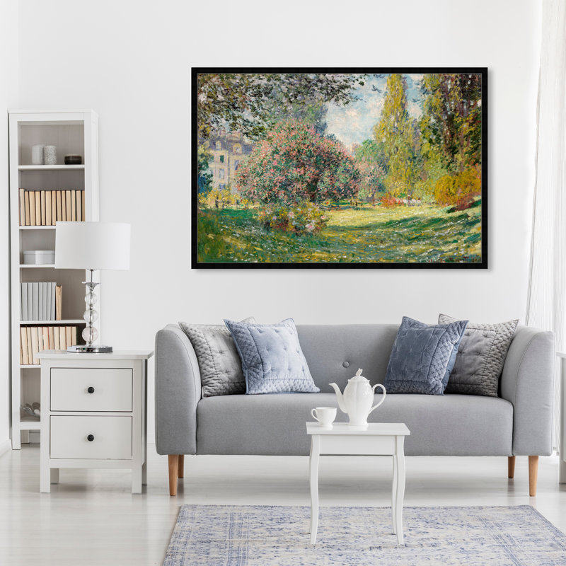 «Classic Garden Landscape» par Oliver Gal - reproduction de cadre photo, H 38 po x l 56 po, Noir