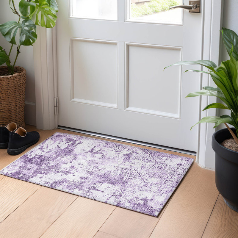 Tapis lavande Prisco lavable à la machine de qualité supérieure, Rectangle 1 pi 8 po x 2 pi 6 po