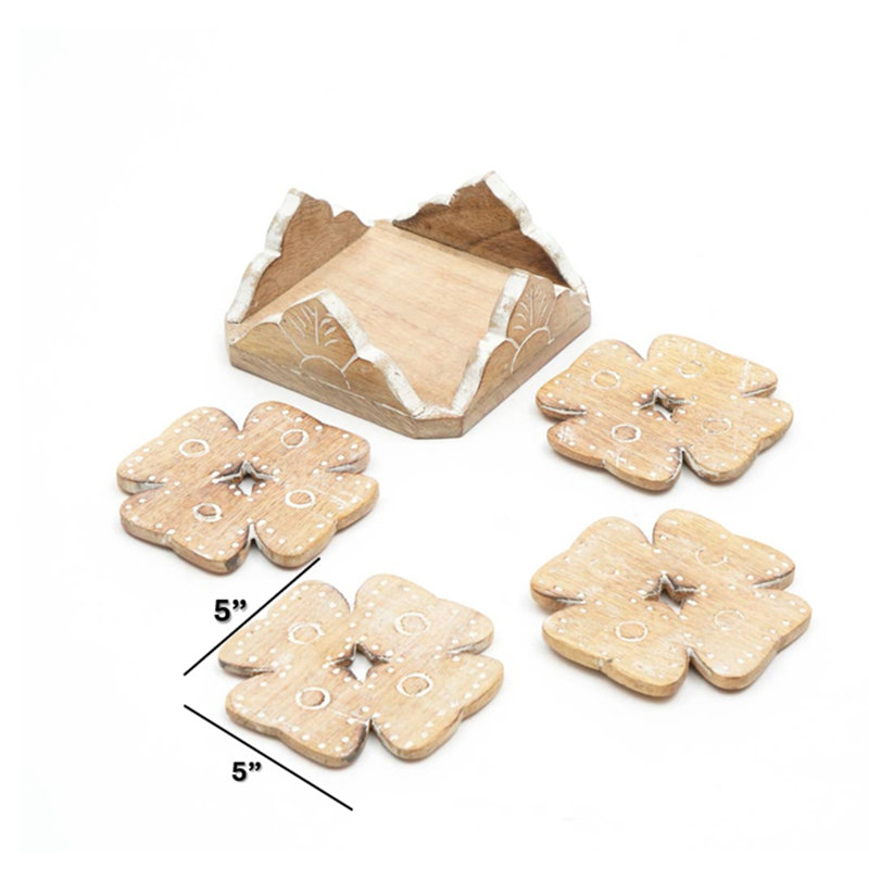 Ensemble de sous-verres en bois | 4 sous-verres en bois 
