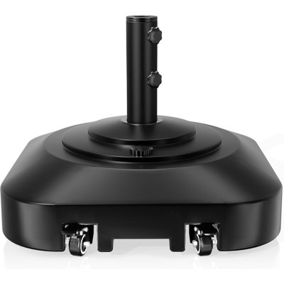 150LBS Heavy-Duty Patio Umbrella Base With 4 Wheels, Mobile Square Umbrella Stand, Water & Sand Filled Plastic Freestanding Umbrella Base