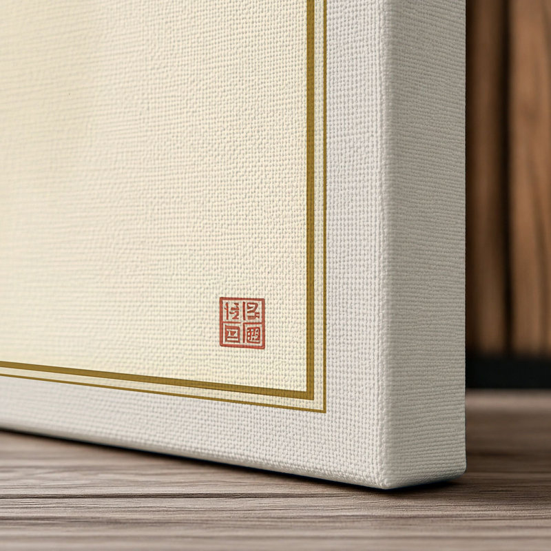 Bamboo in Ink Japandi - Wrapped Canvas, 24x16 - 61.0 x 40.6 cm, Cream Border