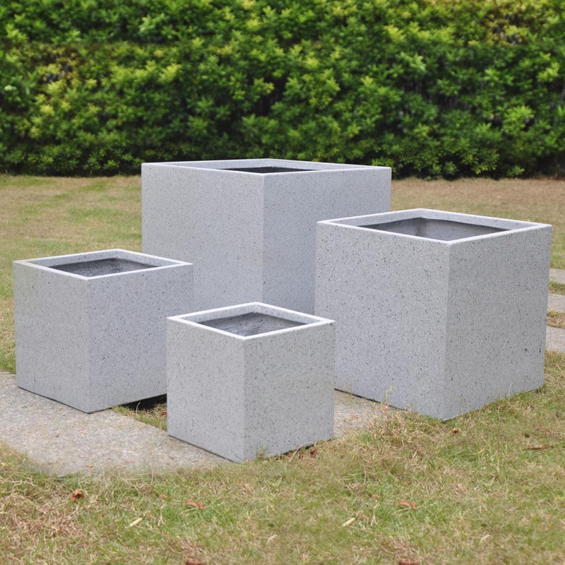Planter Box, 25 cm H x 25 cm W x 25 cm D, Marble Grey