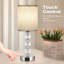 Touch Table Lamp, Crystal Bedside Lamp With 3-Way Dimmable, Small Bedside Lamp With USB C+A Charging Ports, Bedroom Lamp With Fabric Lampshade For Living Room-1318622921
