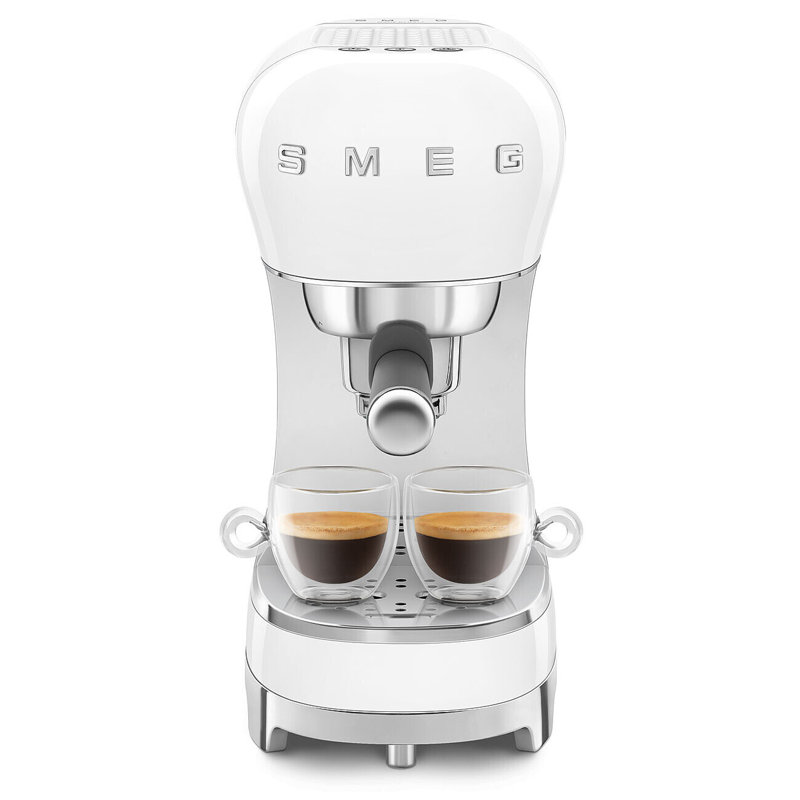 50's Retro Style Manual Espresso Machine in White, White