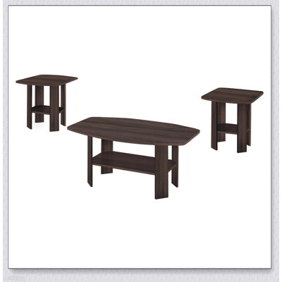 Stylish 3-Piece Table Set with Dark Walnut Finish, Coffee, End, and Side Tables for Elegant Living Spaces