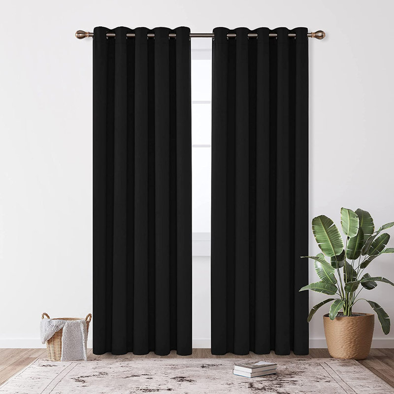Blackout Door Curtain Pair, 229 W x 274 D cm, Black